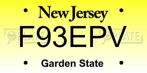 F93EPV New Jersey License Plate