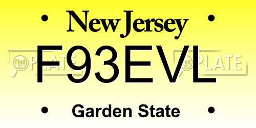 F93EVL New Jersey License Plate