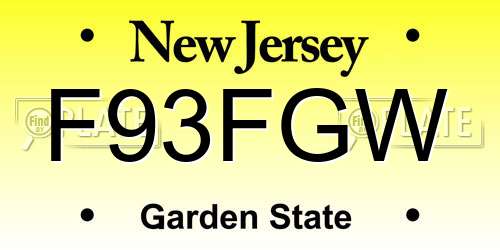 F93FGW New Jersey License Plate