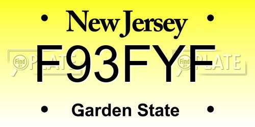 F93FYF New Jersey License Plate