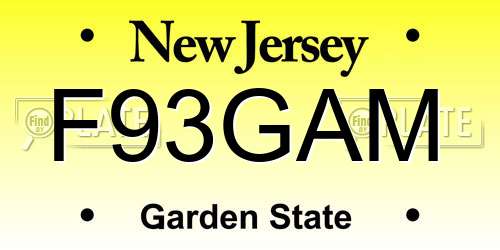 F93GAM New Jersey License Plate