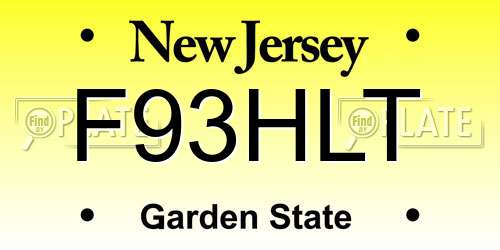 F93HLT New Jersey License Plate