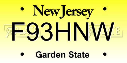 F93HNW New Jersey License Plate