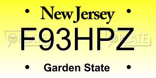 F93HPZ New Jersey License Plate