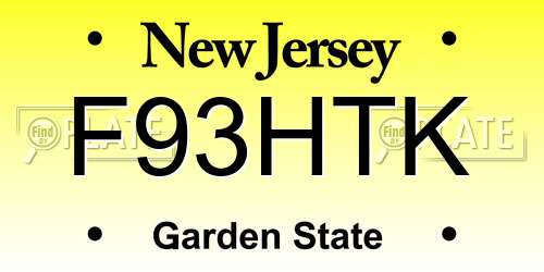 F93HTK New Jersey License Plate
