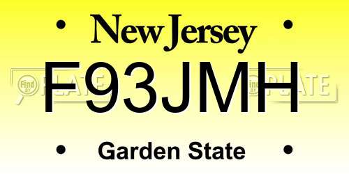 F93JMH New Jersey License Plate