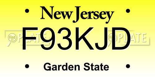 F93KJD New Jersey License Plate