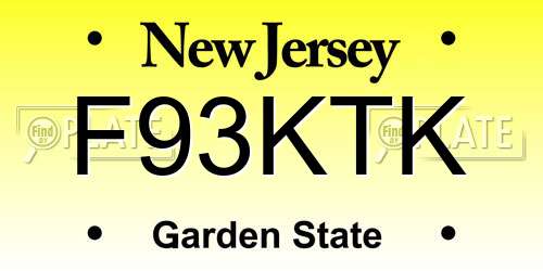 F93KTK New Jersey License Plate