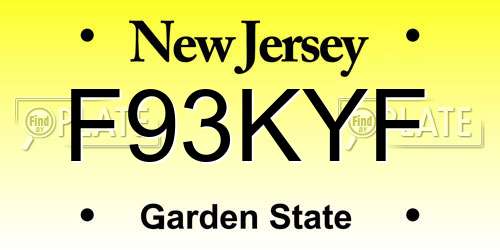 F93KYF New Jersey License Plate