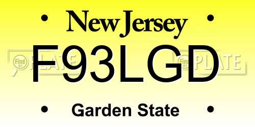 F93LGD New Jersey License Plate