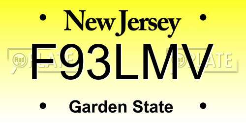 F93LMV New Jersey License Plate