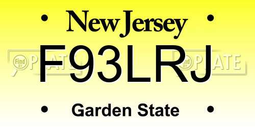 F93LRJ New Jersey License Plate