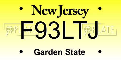 F93LTJ New Jersey License Plate