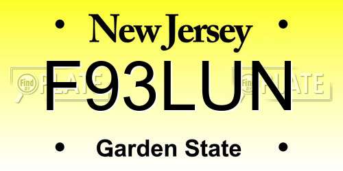 F93LUN New Jersey License Plate
