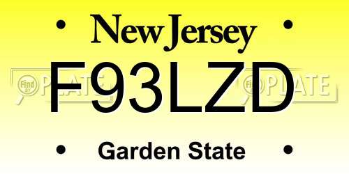 F93LZD New Jersey License Plate