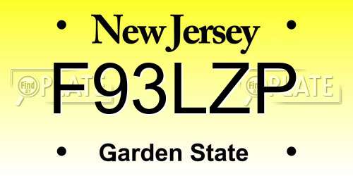 F93LZP New Jersey License Plate