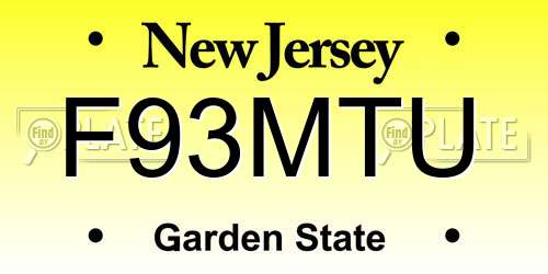 F93MTU New Jersey License Plate