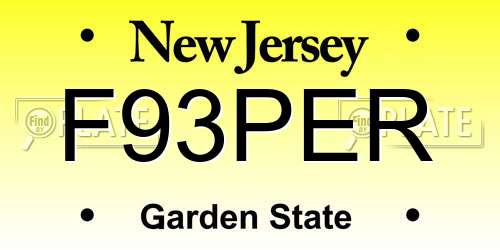 F93PER New Jersey License Plate