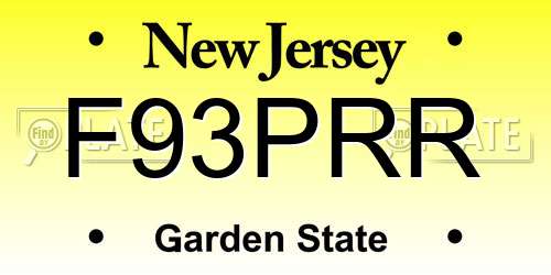 F93PRR New Jersey License Plate