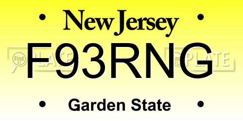 F93RNG New Jersey License Plate