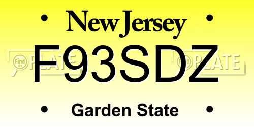 F93SDZ New Jersey License Plate