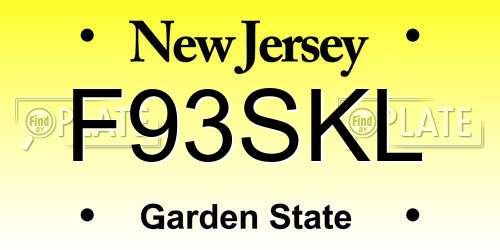 F93SKL New Jersey License Plate