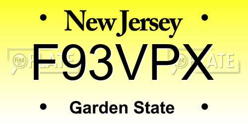 F93VPX New Jersey License Plate