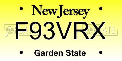 F93VRX New Jersey License Plate