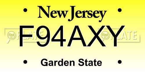 F94AXY New Jersey License Plate