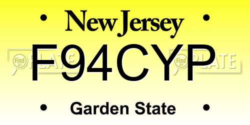 F94CYP New Jersey License Plate