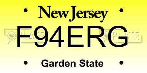 F94ERG New Jersey License Plate