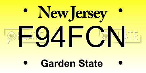 F94FCN New Jersey License Plate