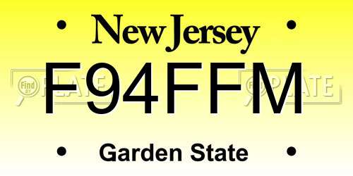 F94FFM New Jersey License Plate