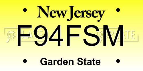 F94FSM New Jersey License Plate