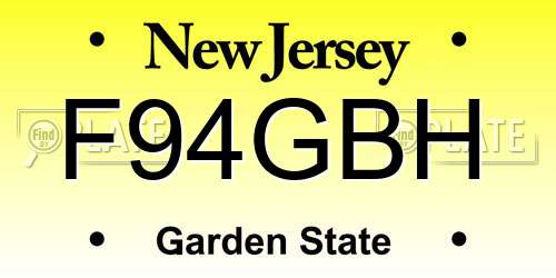 F94GBH New Jersey License Plate