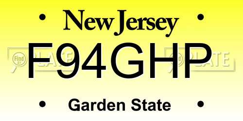 F94GHP New Jersey License Plate