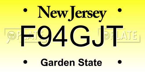 F94GJT New Jersey License Plate