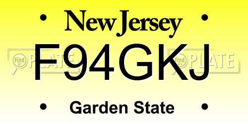 F94GKJ New Jersey License Plate