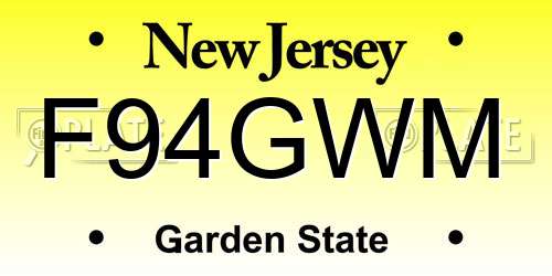 F94GWM New Jersey License Plate