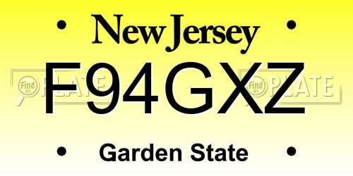 F94GXZ New Jersey License Plate