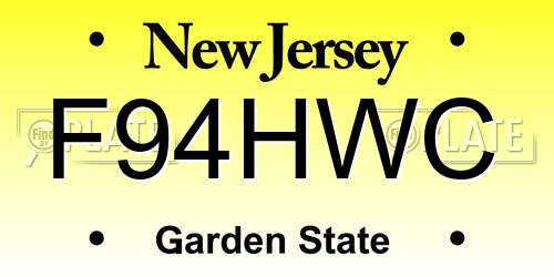 F94HWC New Jersey License Plate