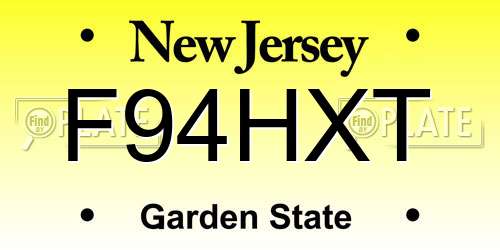 F94HXT New Jersey License Plate