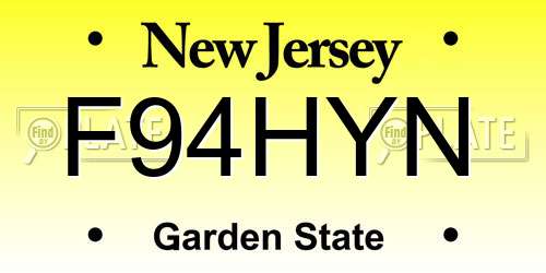 F94HYN New Jersey License Plate