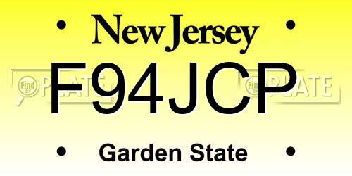 F94JCP New Jersey License Plate