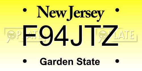 F94JTZ New Jersey License Plate