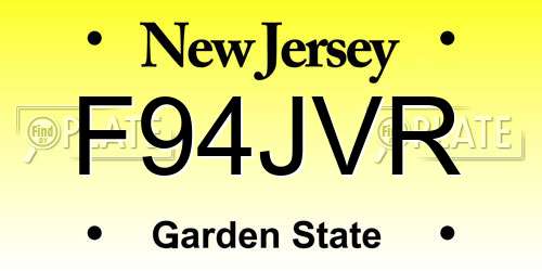 F94JVR New Jersey License Plate
