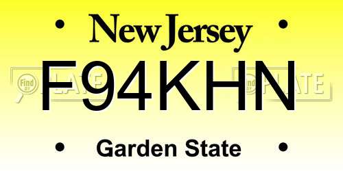 F94KHN New Jersey License Plate