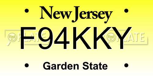 F94KKY New Jersey License Plate