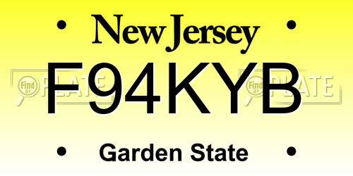 F94KYB New Jersey License Plate