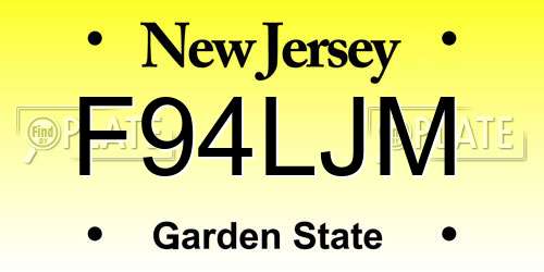 F94LJM New Jersey License Plate